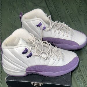 White and Purple High-Top Air Jordans
